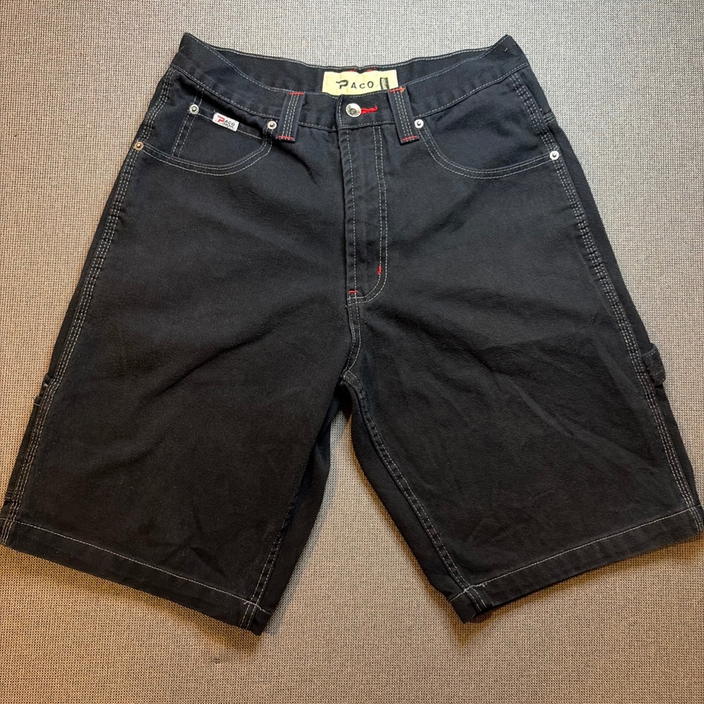 Paco Jeans Carpenter Shorts Vintage 90s Skater Mens 32 Black Baggy Denim Good